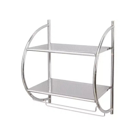 Étagère murale à 2 niveaux avec porte-serviettes argenté - Organize It All