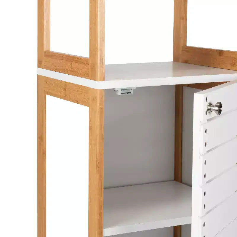 Meuble Haut de Luxe en Bambou avec Trois Étagères Intérieures Marron - Tout Organiser