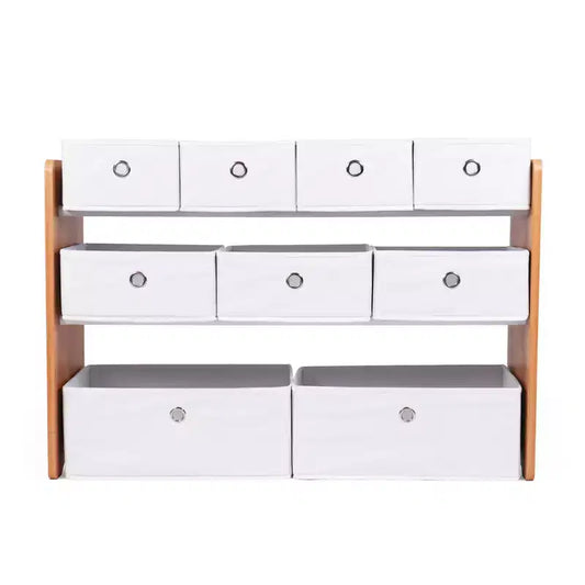Meuble de rangement pour jouets d'enfants avec 9 bacs de rangement pliables en tissu Blanc - Humble Crew : Étagères de rangement pour salle de jeux, cadre en MDF