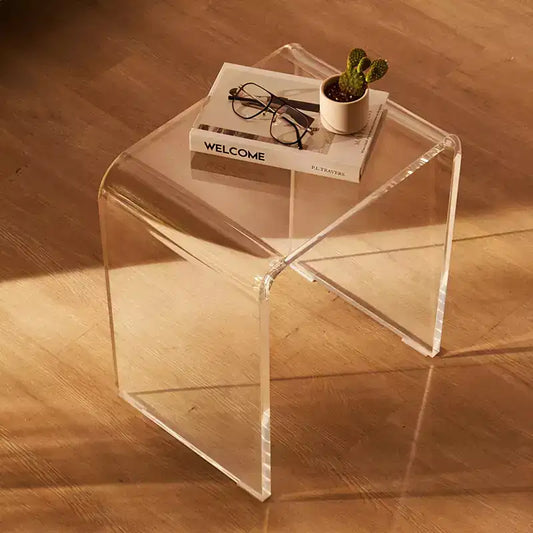 VEVOR Table d'appoint en acrylique, Table d'appoint en lucite en forme de C, Table d'appoint transparente en acrylique pour boissons, aliments, collations, utilisée dans le salon, la chambre et le bureau.