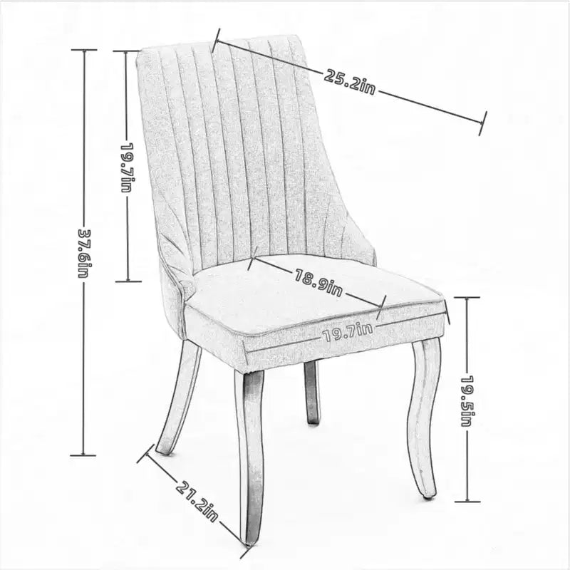 MAYEERTY Chaises de salle à manger en lin flocage rayonne - Touffetage cannelé, pieds incurvés en bois massif, beige, lot de 2