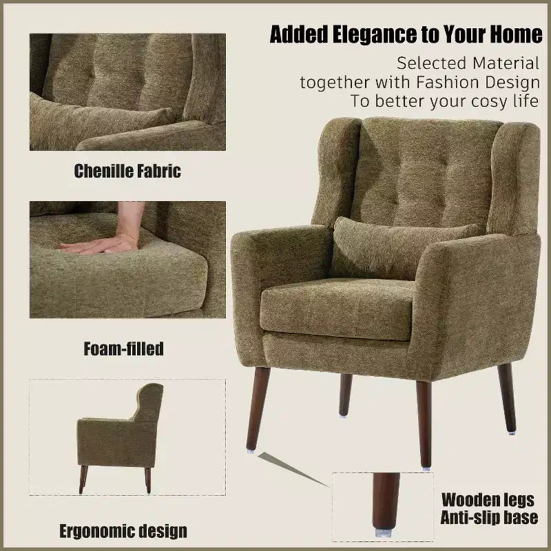 Chaises d'appoint Okak pour chambre à coucher, chaise d'appoint moderne du milieu du siècle, chaises en tissu peluche confortables, fauteuils de lecture, fauteuil de salon