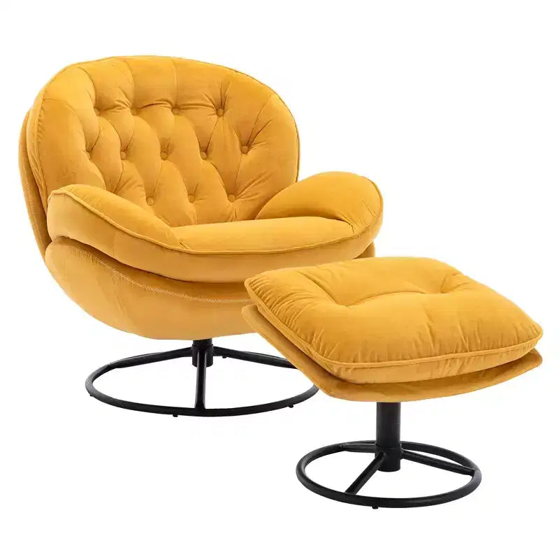 Fauteuils d'appoint modernes Okak pour chambre à coucher avec pouf, fauteuil de loisirs avec siège rembourré