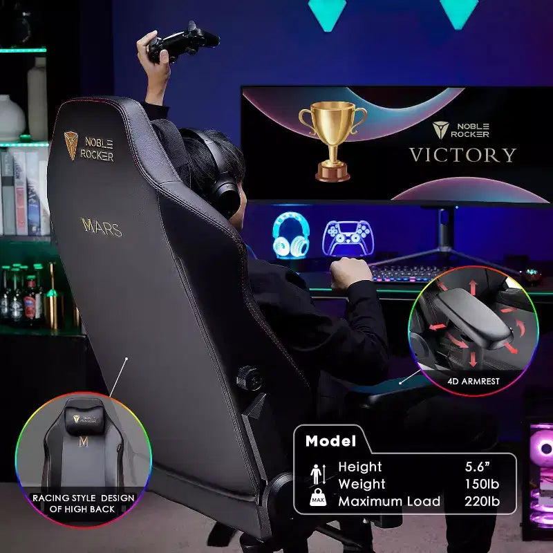Chaise de jeu AMERLIFE, ergonomique, avec support lombaire, appui-tête et accoudoirs 4D pour ordinateur