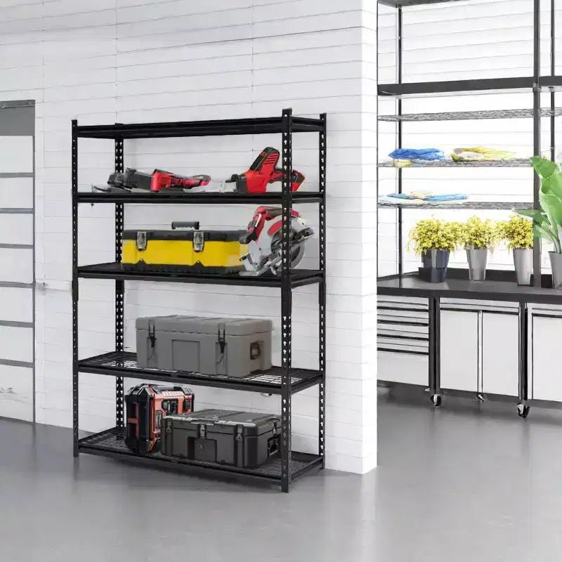 Étagères de rangement de garage TROPOW, étagères utilitaires à 5 niveaux, étagère de rangement de garage en métal réglable, étagère utilitaire industrielle pour sous-sol et entrepôt