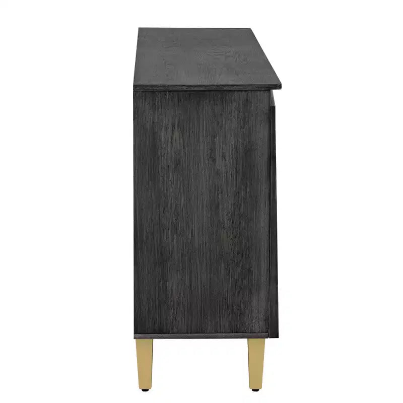 Luxystar Buffet de cuisine avec rangement, étagères réglables et 4 portes bicolores, gris clair et gris foncé