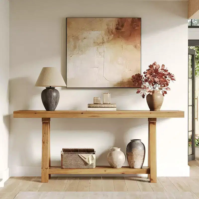 Lantine 70.9-inch Console en bois massif, table de canapé style ferme pour entrée, salon, couloir, hall d'entrée