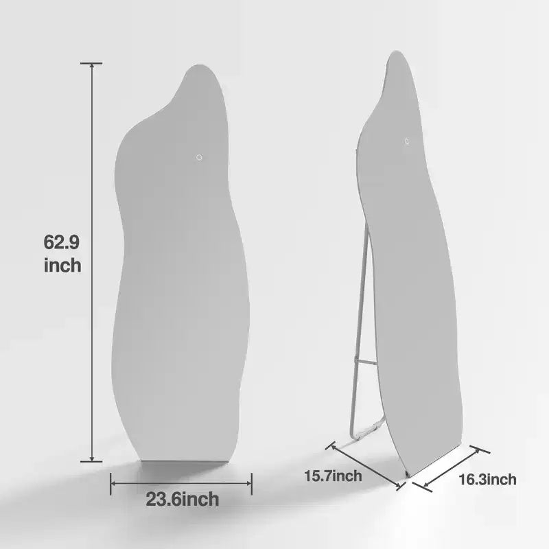 MAYEERTY Miroir pleine longueur de 160 cm, cadre en alliage d'aluminium, miroir de dressing blanc