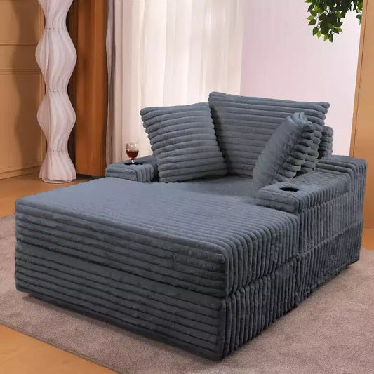 56 Pouf de canapé surdimensionné avec ottoman de rangement, canapé-lit confortable en velours côtelé, canapé-lit rembourré pour salon, salle de cinéma, chambre à coucher