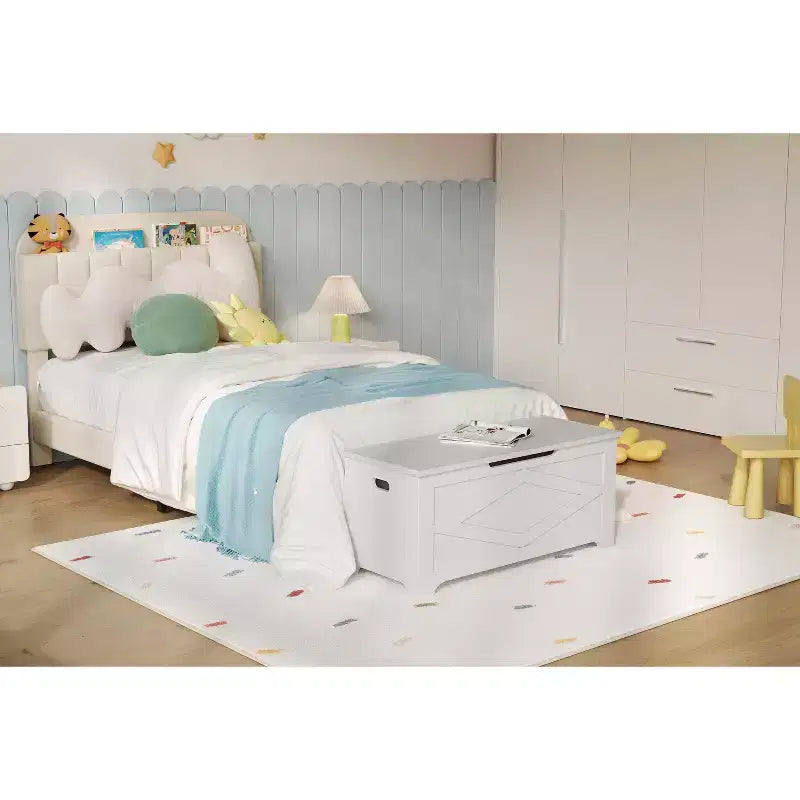 39.4 Coffre de Rangement, Coffre à Jouets avec 2 Charnières de Sécurité, Banc de Rangement, Banc à Chaussures, Supporte 136 kg, pour Salon, Entrée