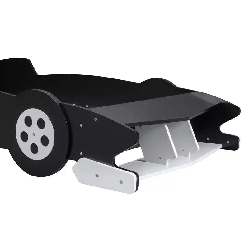 Bellemave Lit de voiture de course double tailleLit de voiture cool avec étagères de rangement, lit de voiture avec roues pour garçons et fillesNoir