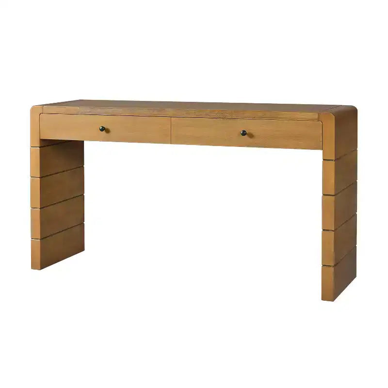 Table Console de Ferme Okak 55 po avec Coin Arrondi de Sécurité, Table d'Entrée avec 2 Tiroirs, Table d'Appoint pour Couloir, Salon