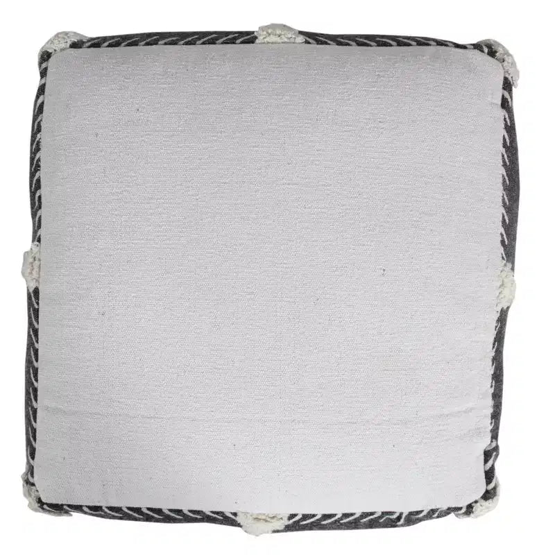 HomeRoots Pouf/Repose-pieds Ottoman Géométrique Noir en Coton 18