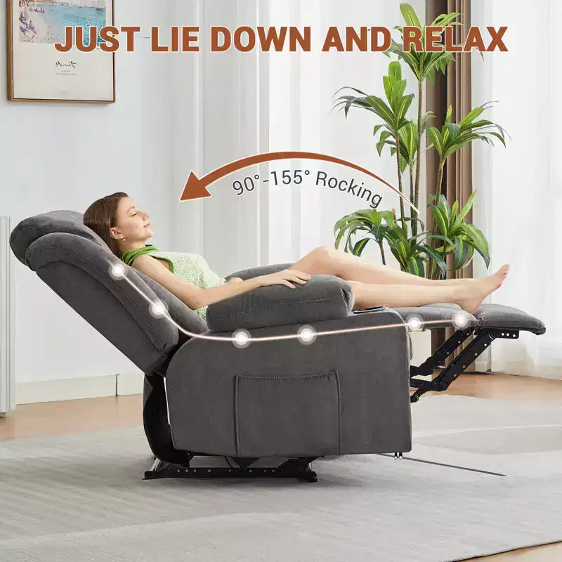 Fauteuil inclinable surdimensionné, Fauteuil inclinable manuel avec vibration de massage et fonction chauffante, Chauffage lombaire, Canapé profond rembourré confortable pour le salon