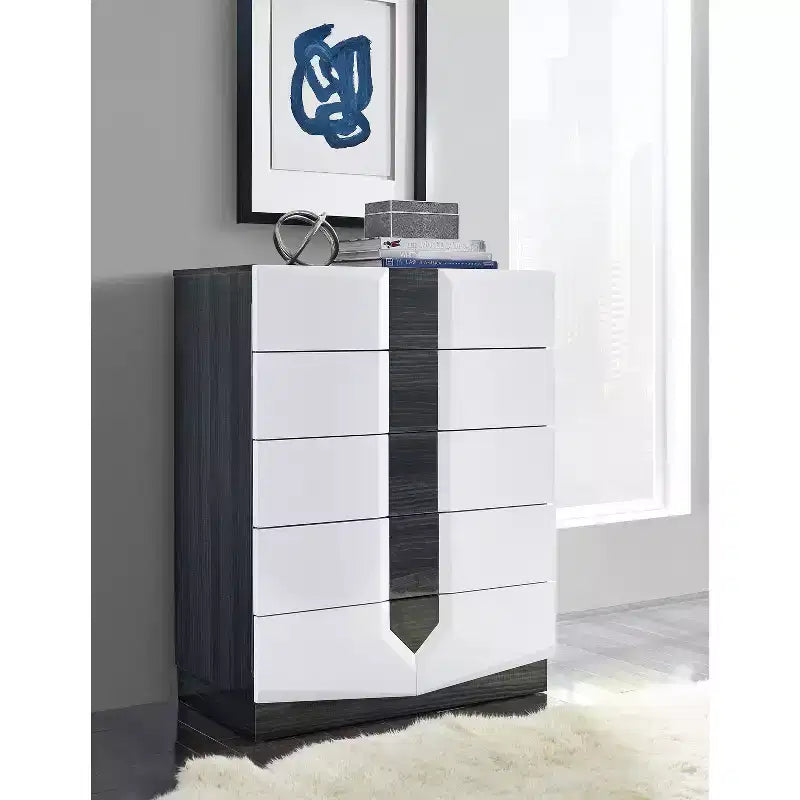 Commode verticale en plastique HomeStock de 22 po de hauteur avec 5 tiroirs, finition grise