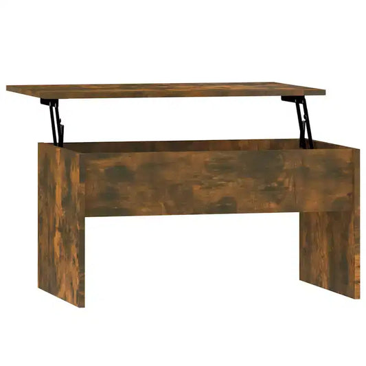 Table basse en bois d'ingénierie chêne fumé 80x50.5x41.5 cm