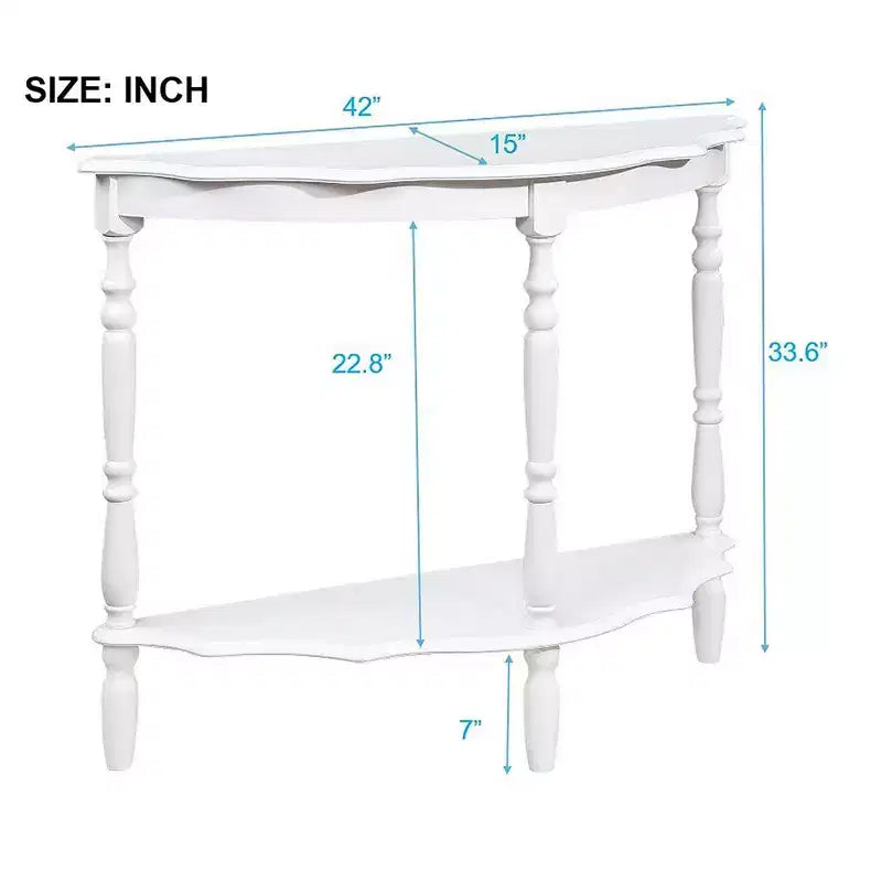 Console demi-lune Okak avec plateau motif nuage, table d'entrée avec cadre et pieds en bois, table de couloir pour salon, foyer, blanc