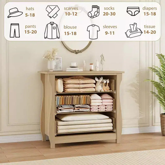 Commode Vintage Blanche de Style Français, 3 Tiroirs Verticaux, S'Adapte à Plusieurs Scènes Comme les Chambres, les Couloirs et les Entrées
