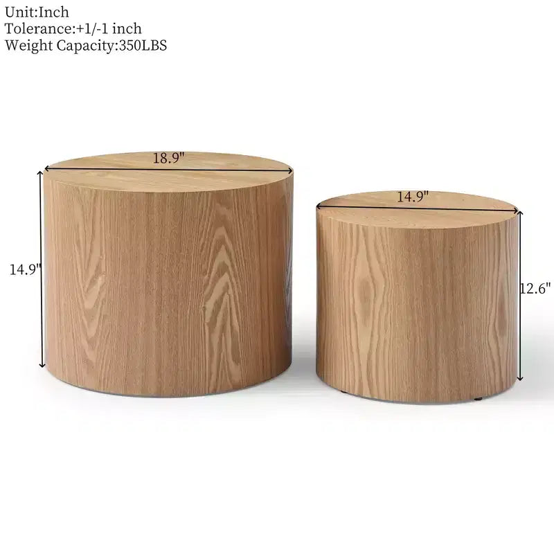 Ensemble de tables basses gigognes rondes modernes en bois Marcus GDFStudio