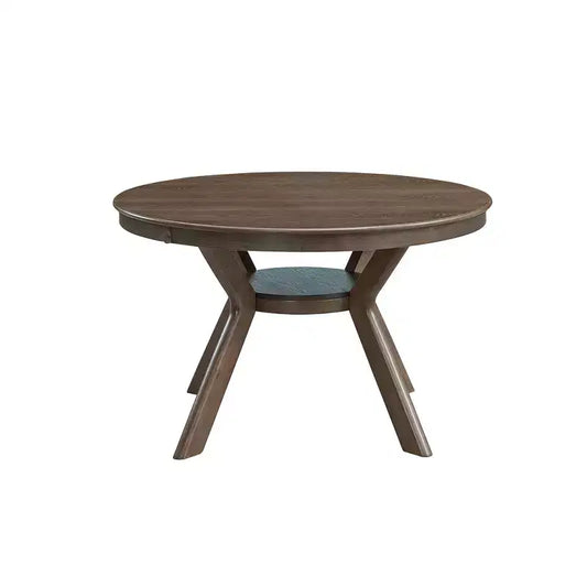 Table à manger ronde en bois Homy Casa avec étagère, table de salle à manger moderne pour la cuisine ou les petits espaces