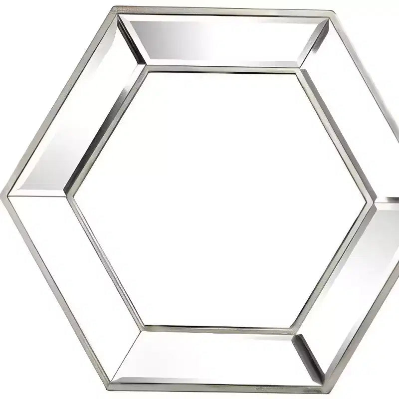 Miroir d'appoint encadré en verre hexagonal argenté HomeRoots 18