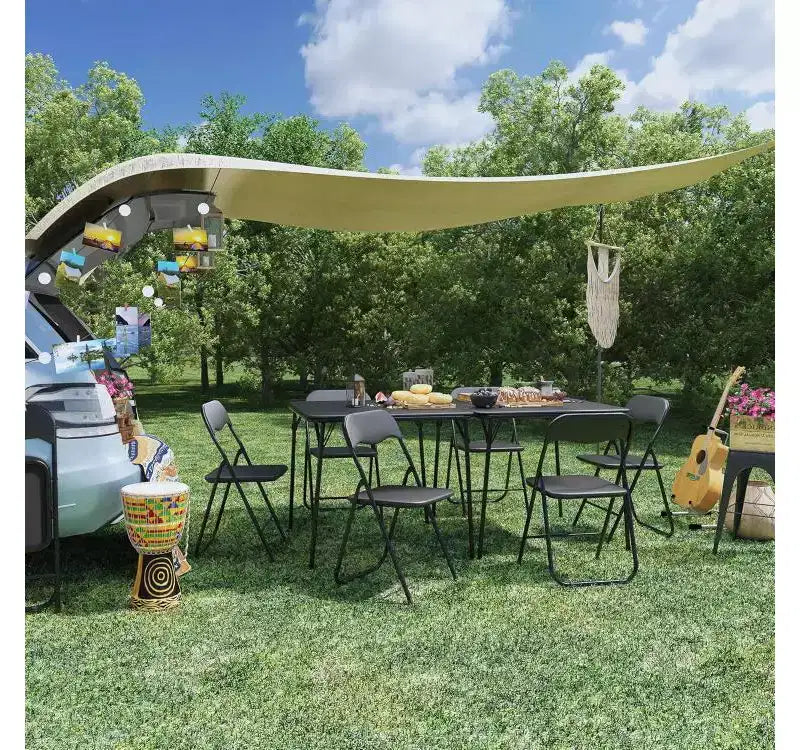 FurnitureR Table de Jeu Carrée Pliante de 33,9 pouces, Table Multifonctionnelle Pliante Portable pour Repas Pique-nique, Plateau en PVC, Aucun Assemblage Requis, Noir