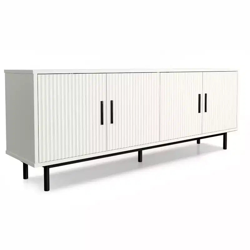 Meuble TV Dyonery 70 cannelé avec rangement pour salon, meuble TV pour téléviseurs jusqu'à 80 pouces, étagère réglable
