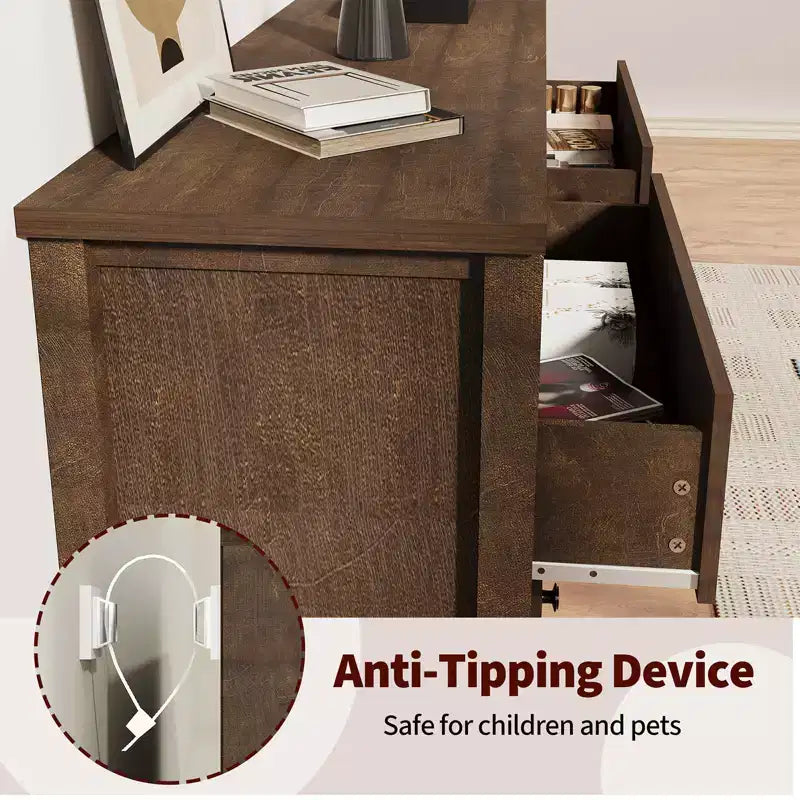 Commode cannelée à 6 tiroirs, commode de 120 cm de large à 6 tiroirs avec panneau cannelé à double ondulation, meuble de rangement en bois pour chambre à coucher, salon, chambre d'enfant