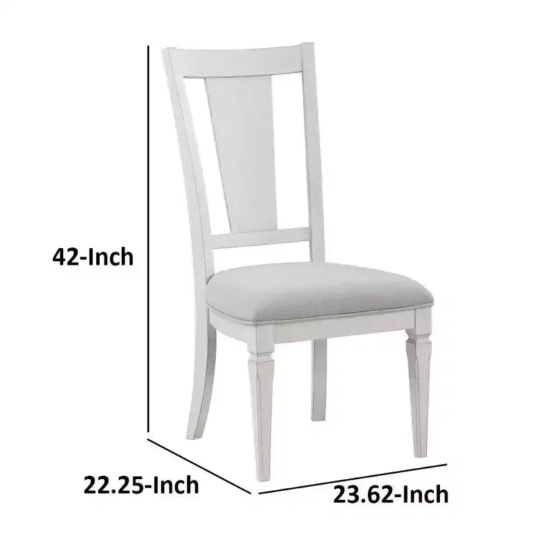 Royal Hampton Kate, ensemble de 2 chaises de salle à manger de 61 cm, lin gris clair, cadre en bois blanc