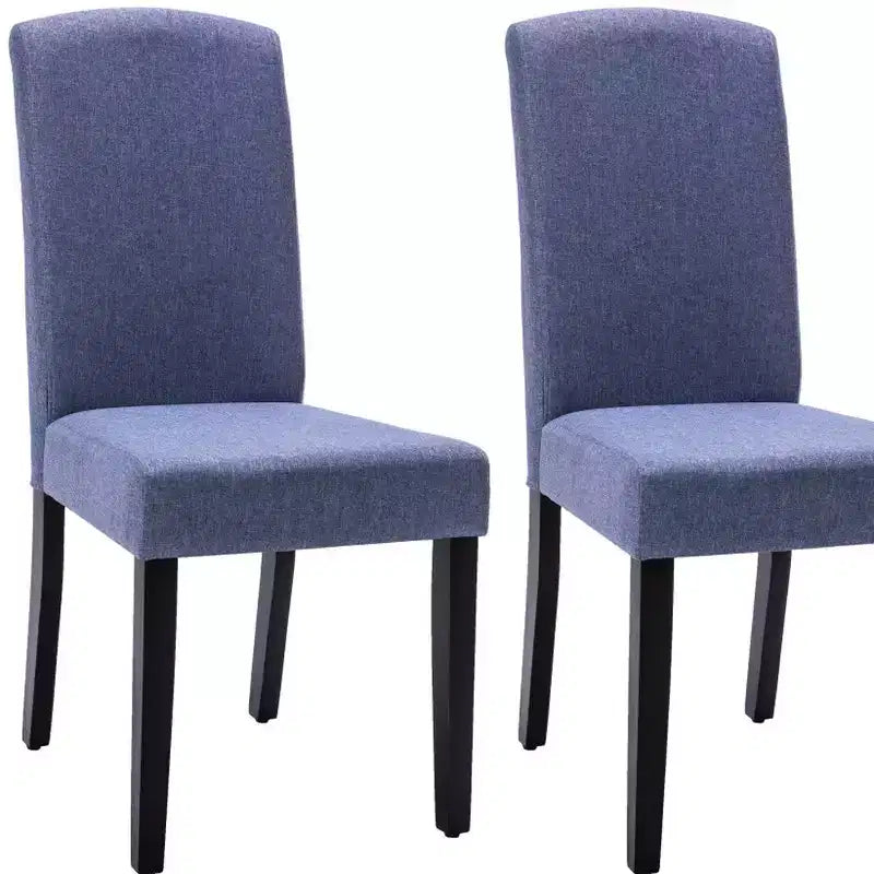 Lot de deux chaises de salle à manger Parsons en polyester rembourré, bleu marine et noir, HomeRoots