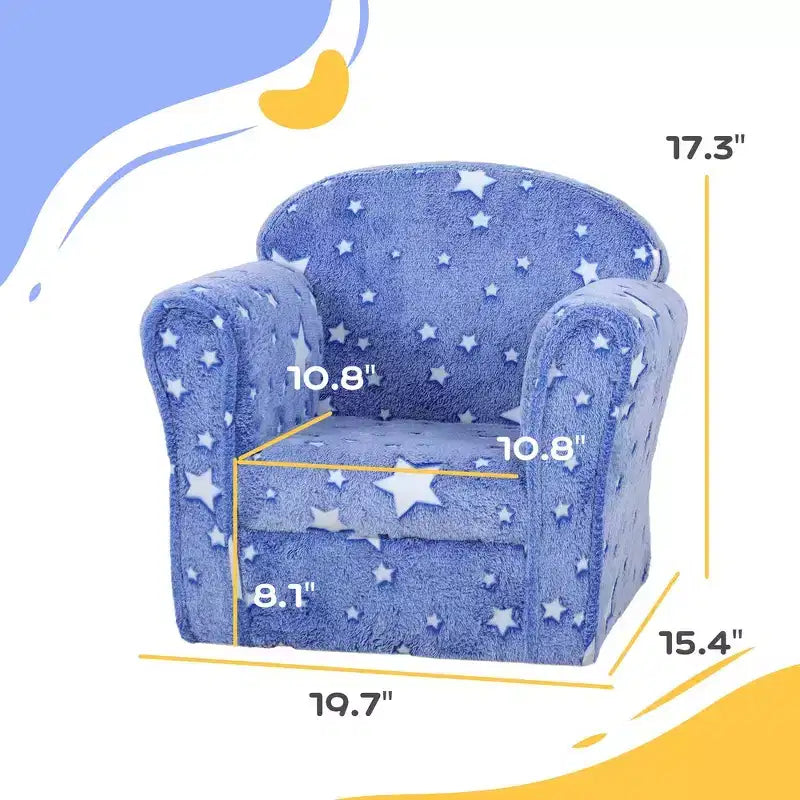 Canapé Whisen pour enfants et tout-petits, canapé pour enfants, canapé bébé rembourré avec étoiles lumineuses pour 18-36 mois - Bleu