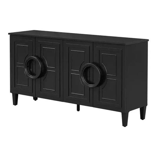Meuble bas 4 portes de style français Clihome avec poignées rondes, meuble de rangement vintage pour intérieurs classiques