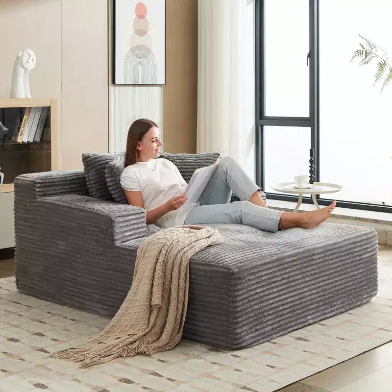 49.2 Transat d'intérieur convertible surdimensionné, Capuchon de canapé nuage en velours côtelé, Aucun assemblage requis, pour salon, chambre à coucher