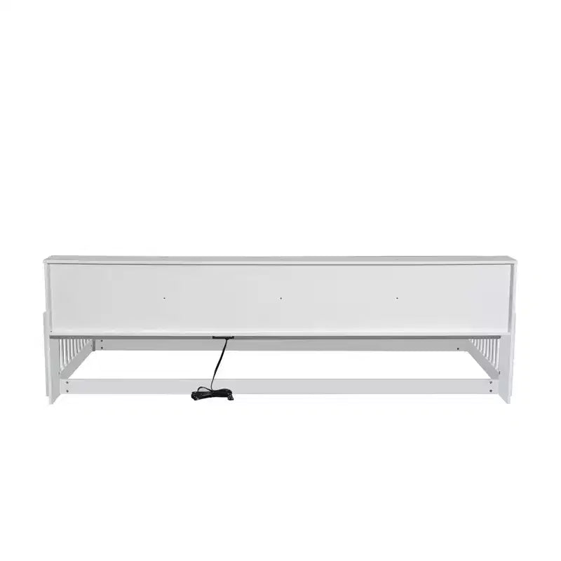 Lit de sol double XL en bois avec armoires de rangement et ports USB, lit de sol Montessori pour enfants avec clôture