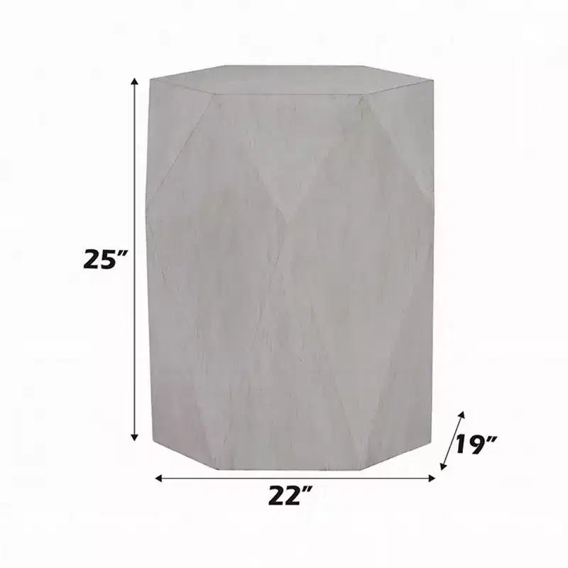 Table d'appoint Royal Hampton, hévéa blanc, 55 cm, corps au design géométrique