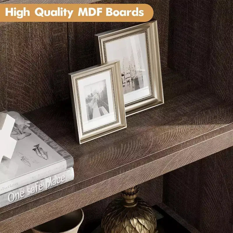 Bibliothèque arquée Acekool à 5 étagères avec protection d'angle en métal, étagère de présentation haute pour salon, chambre à coucher