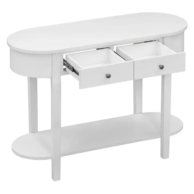 Console étroite vintage avec rangement, Table d'entrée en bois avec étagère ouverte pour entrées et salons