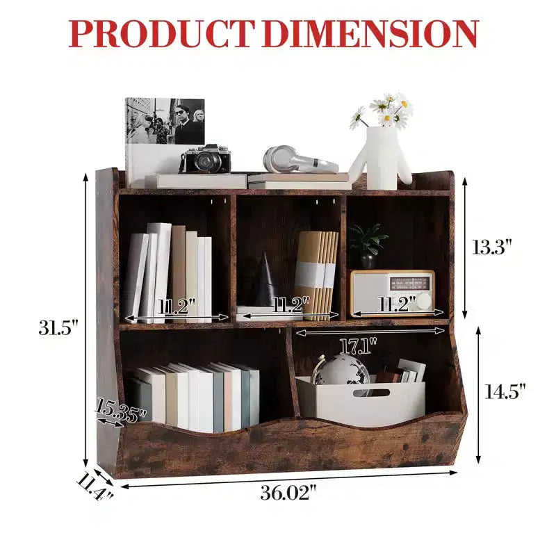 Organisateur de rangement et étagère en bois, porte-livres pour crèche, armoire pour maternelle, salle de jeux ou chambre (91,4 cm L x 29 cm l x 80 cm H)
