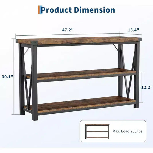 Longue console, Table d'entrée en bois cannelé, Table de canapé derrière le canapé