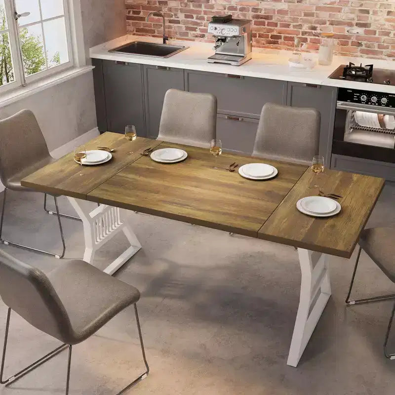 Table de salle à manger, table de salle à manger de cuisine de style ferme de 180 cm avec pieds en métal robustes, adaptée à la salle à manger, au salon et à l'extérieur.