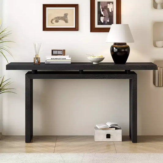 Console minimaliste avec placage en frêne, Table d'entrée en bois moderne pour l'entrée et le salon