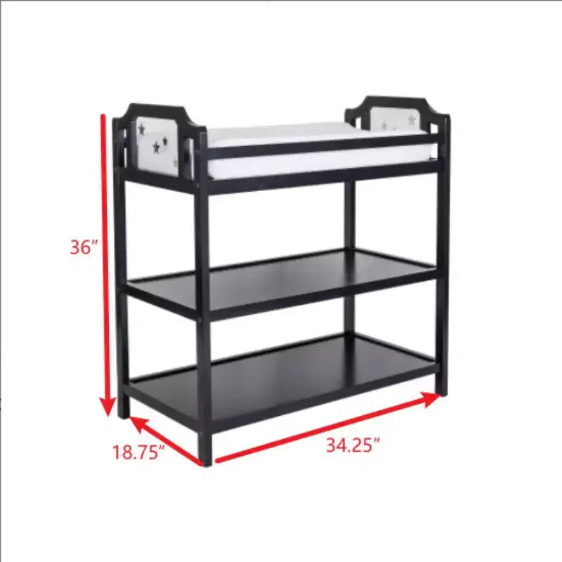 Table à langer Whisen, Sûre, Coordonnée au Lit Bébé et Polyvalence Durable - Noir