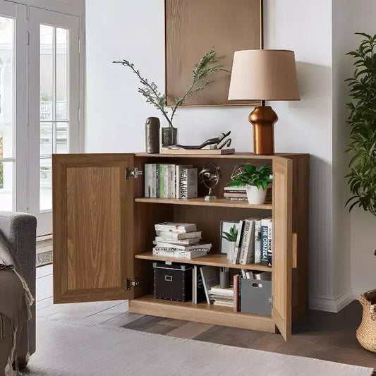 PexFix 31 Armoire d'appoint en bois, buffet moderne avec 2 portes et étagère réglable pour salon, salle à manger, entrée, naturel