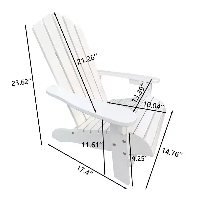 Chaise Adirondack Whisen, Bois dur de peuplier, Robuste et confortable, Montage facile pour patio/jardin