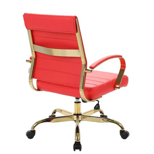 HomeStock Chaise de bureau ergonomique pivotante en similicuir bleu, réglable en hauteur, 96,5 cm de hauteur