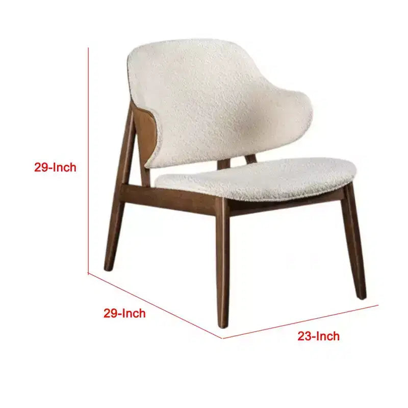 Fauteuil Royal Hampton, Tissu Boucle Beige Dossier Ailé, Bois Noyer Marron