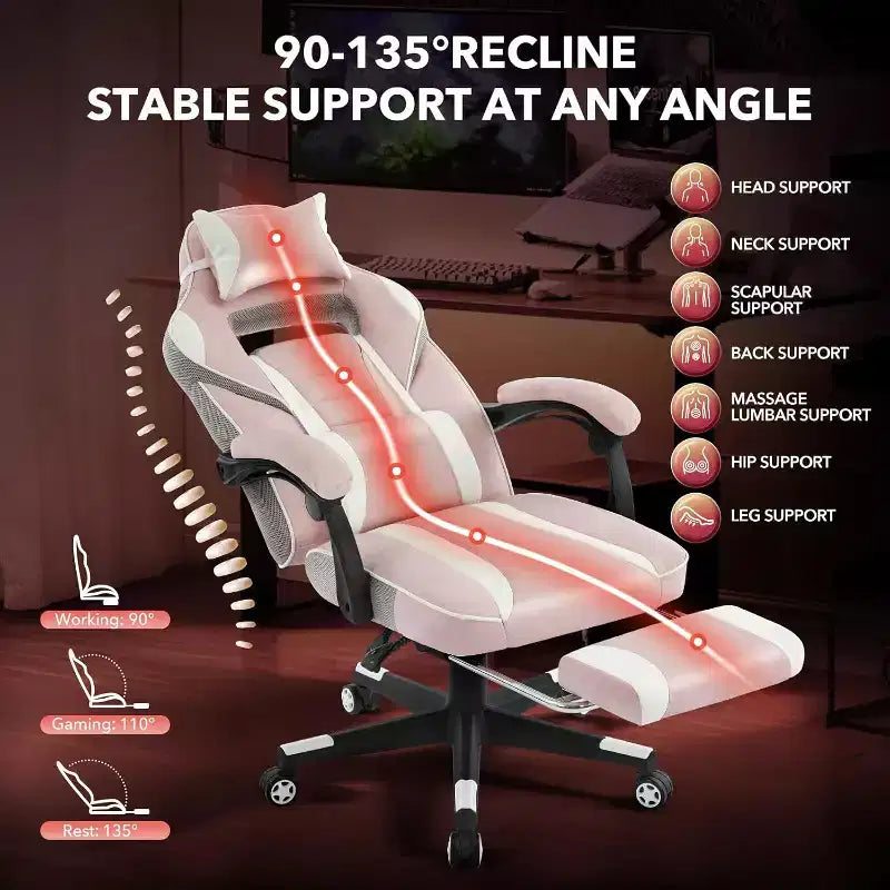 COZONY Chaise de bureau haute, Fauteuil de jeu de direction en cuir à dossier haut avec repose-pieds, Chaise d'ordinateur ergonomique avec support lombaire, appui-tête pivotant à 360°
