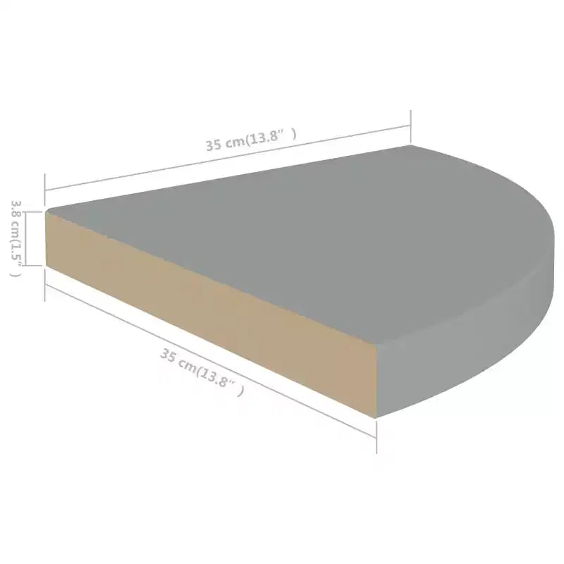 Lot de 2 étagères d'angle petites gris alvéolé MDF, métal