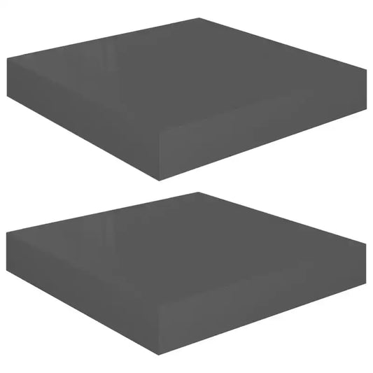 Étagère murale, lot de 2, gris brillant, nid d'abeille MDF, métal