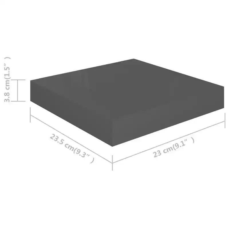 Étagère murale, lot de 2, gris brillant, nid d'abeille MDF, métal